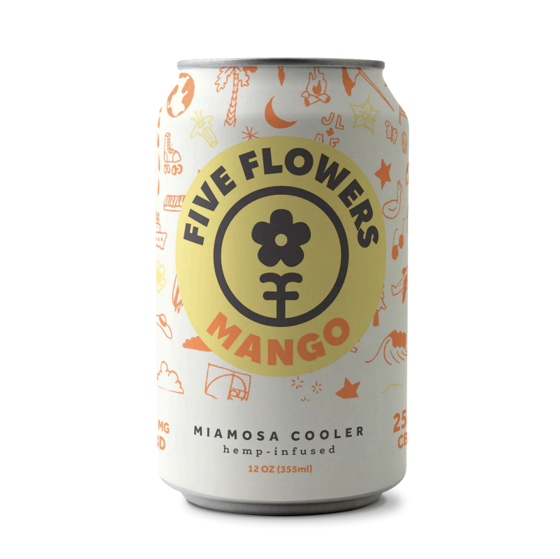 Five Flowers Sparkling Beverages 25mg CBD / Mango